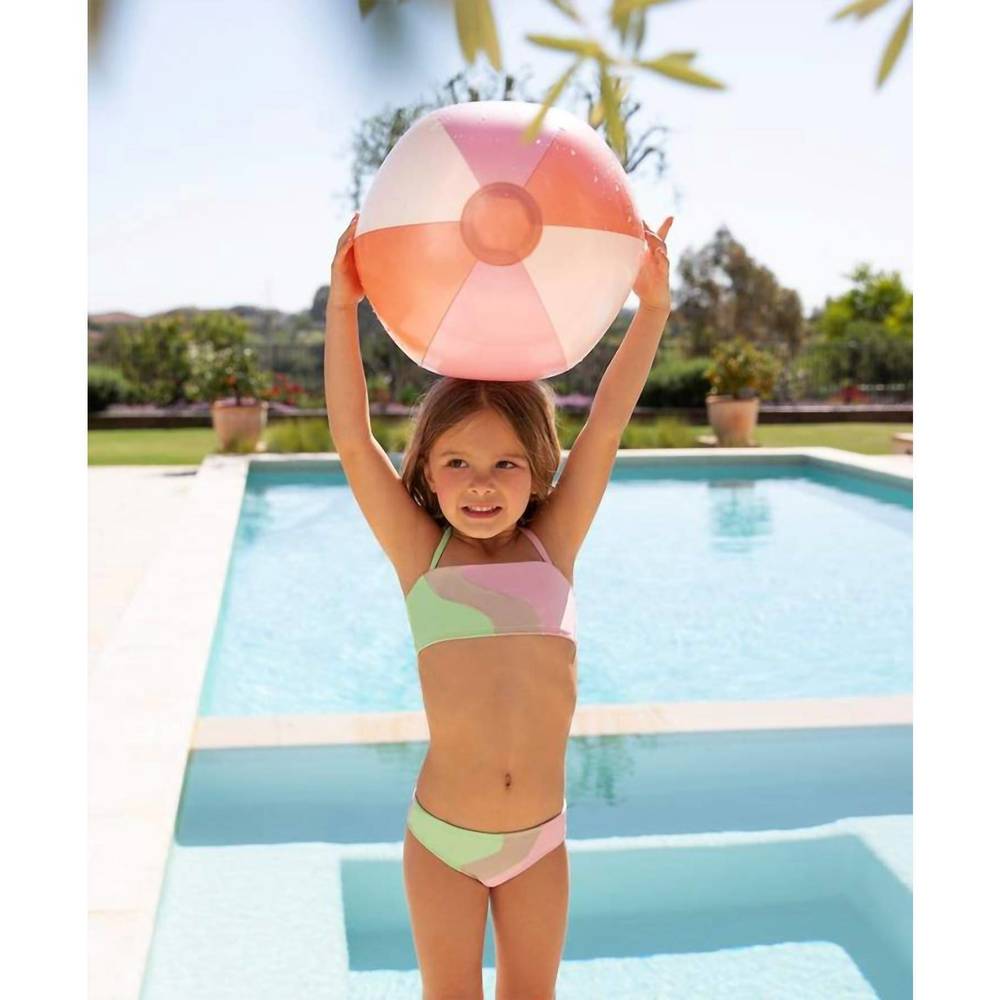 PQ Swim Girls Pastel Pink and Mint Colorblock Bikini